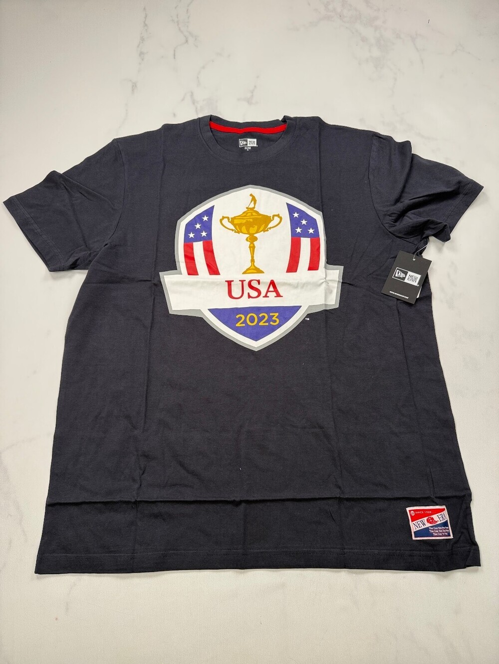 New Era USA Graphic Tee Black 2010s Street Style - Mens XL